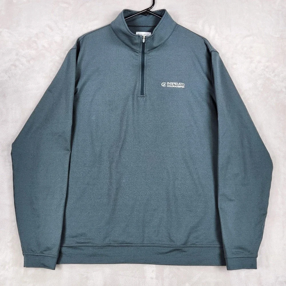 Peter Millar Pullover Mens XL Blue 1/4 Zip Perth Melange Performance Golf